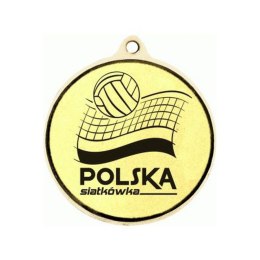 Medal Stalowy Złoty- Piłka Siatkowa Z Grawerowaniem Laserem- Rmi