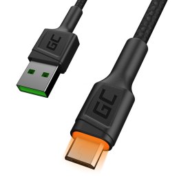 Kabel Green Cell GC Ray USB - Micro USB 200cm, pomarańczowy LED, szybkie ładowanie Ultra Charge, QC3.0