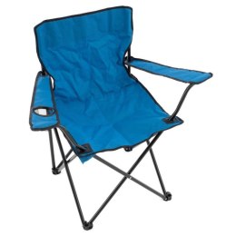 Składane krzesło kempingowe z uchwytem na kubek, niebieskie