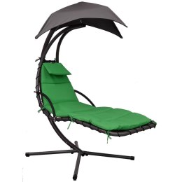 Huśtawka fotel wiszący bujany z parasolem Lizbona szaro-zielona