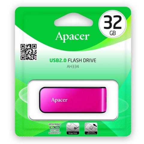 Apacer USB flash disk 2.0 32GB AH334 różowy AP32GAH334P-1 z wysuwanym złączem