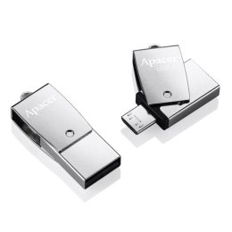 Apacer USB flash disk OTG 2.0/2.0 Micro 16GB AH730 srebrny AP16GAH730S-1 z obrotową osłoną