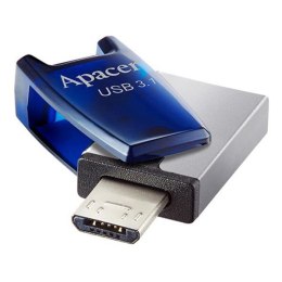 Apacer USB flash disk OTG 3.1/2.0 Micro 16GB AH179 srebrny niebieski AP16GAH179U-1 z osłoną