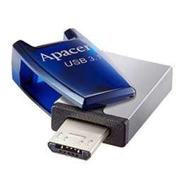 Apacer USB flash disk OTG 3.1/2.0 Micro 32GB AH179 srebrny niebieski AP32GAH179U-1 z osłoną