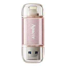 Apacer USB flash disk OTG 3.1/Lightning 64GB AH190 różowy AP64GAH190H-1 z osłoną
