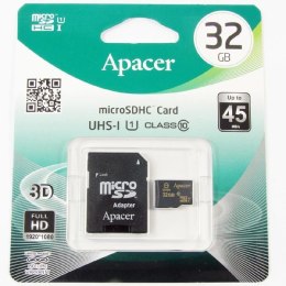 Apacer karta pamięci Secure Digital, 32GB, micro SDHC, AP32GMCSH10U1-R, UHS-I U1 (Class 10), z adapterm