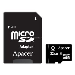Apacer karta pamięci Secure Digital, 32GB, micro SDHC, AP32GMCSH4-R, Class 4, z adapterm