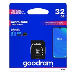 Goodram Micro Secure Digital Card, 32GB, micro SDHC, M1AA-0320R12, UHS-I U1 (Class 10), z adapterm