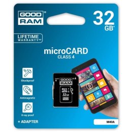 Goodram Micro Secure Digital Card, 32GB, micro SDHC, M40A-0320R11, Class 4, z adapterm