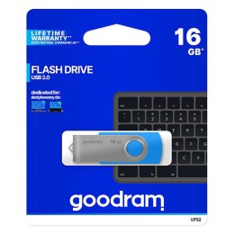 Goodram USB flash disk 2.0 16GB UTS2 niebieski UTS2-0160B0R11 wsparcie OS Win 7 nowe papierowe opakowanie