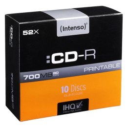 Intenso CD-R, 1801622, 10-pack, 700MB, 52x, 80min., 12cm, printable, slim case, Standard, do archiwizacji danych