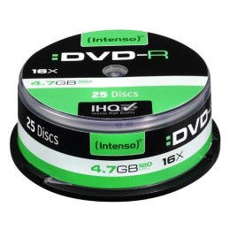 Intenso DVD-R, 4101154, 25-pack, 4.7GB, 16x, 12cm, Standard, cake box, bez możliwości nadruku, do archiwizacji danych