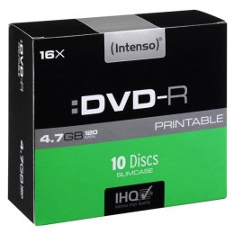 Intenso DVD-R, 4801652, 10-pack, 4.7GB, 16x, 12cm, Standard, slim case, printable, do archiwizacji danych
