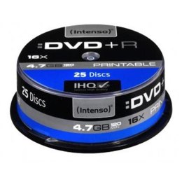 Intenso DVD+R, 4811154, 25-pack, 4.7GB, 16x, 12cm, Standard, cake box, printable, do archiwizacji danych