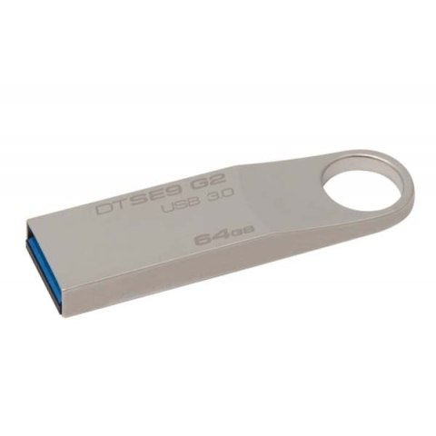 Kingston USB flash disk, 3.0, 64GB, Data Traveler SE9, srebrny, DTSE9G2/64GB, metalowy
