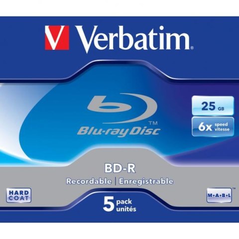 Verbatim BD-R, Single Layer 25GB, jewel box, 43715, 6x, 5-pack, do archiwizacji danych