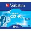 Verbatim CD-R, 43365, MusicLife PLUS, 10-pack, 700MB, 24x, 80min., 12cm, bez możliwości nadruku, jewel box, Standard, do archiwi