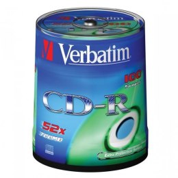 Verbatim CD-R, 43411, DataLife, 100-pack, 700MB, Extra Protection, 52x, 80min., 12cm, bez możliwości nadruku, cake box, Standard