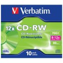 Verbatim CD-RW, 43148, DataLife PLUS, 10-pack, 700MB, Serl, 8-12x, 80min., 12cm, Scratch Resistant, bez możliwości nadruku, jewe