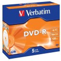 Verbatim DVD-R, 43519, DataLife PLUS, 5-pack, 4.7GB, 16x, 12cm, General, Advanced Azo+, jewel box, Scratch Resistant, bez możliw