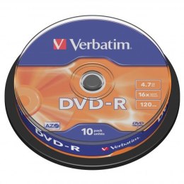 Verbatim DVD-R, 43523, DataLife PLUS, 10-pack, 4.7GB, 16x, 12cm, General, Advanced Azo+, cake box, Scratch Resistant, bez możliw