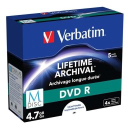 Verbatim M-Disc DVD R, 43821, 5-pack, GBGB, 4x, jewel box, do archiwizacji danych
