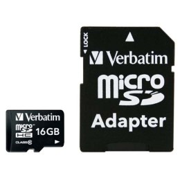 Verbatim Micro Secure Digital Card, 16GB, micro SDHC, 44082, UHS-I U1 (Class 10), z adapterm
