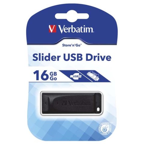 Verbatim USB flash disk 2.0 16GB Slider czarny 98696 do archiwizacji danych