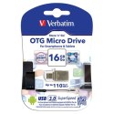 Verbatim USB flash disk OTG 3.0/2.0 Micro 16GB Micro Drive srebrny 49825 do archiwizacji danych