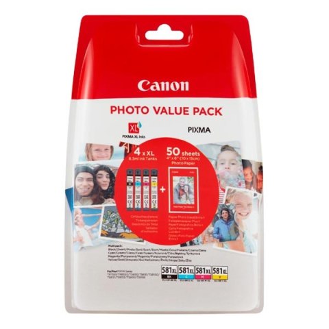 Canon oryginalny ink / tusz CLI-581 XL CMYK Multi Pack, CMYK, blistr, 4*8,3ml, 2052C004, very high capacity, Canon PIXMA TS6150,