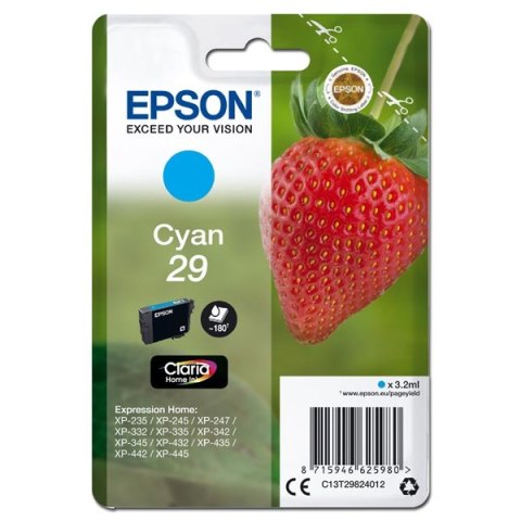 Epson oryginalny ink / tusz C13T29824012, T29, cyan, 3,2ml, Epson Expression Home XP-235,XP-332,XP-335,XP-432,XP-435