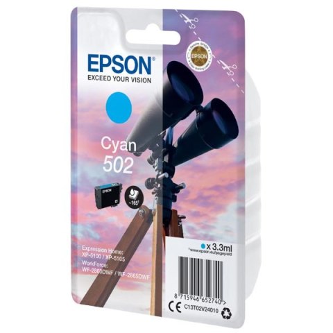 Epson oryginalny ink  tusz C13T02V24010 502 T02V240 cyan 165s 3.3ml Epson XP-5100 XP-5105 WF-2880dwf WF2865dwf