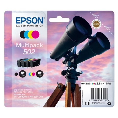 Epson oryginalny ink  tusz C13T02V64010  502  T02V640  CMYK  550s  3x3.34.6ml  Epson XP-5100  XP-5105  WF-2880dwf  WF2865dwf