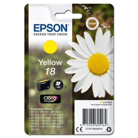 Epson oryginalny ink  tusz C13T18044012 T180440 yellow 33ml Epson Expression Home XP-102 XP-402 XP-405 XP-302