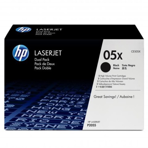 HP oryginalny toner CE505XD black 13000 (2x6500)s HP 05X high capacity HP LaserJet P2055 Dual pack 2szt