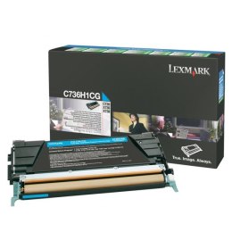 Lexmark oryginalny toner C736H1CG, cyan, 10000s, return, high capacity, Lexmark C736, X736, X738