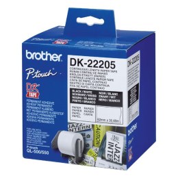 Brother rolki papierowe 62mm x 30.48m  biała  1 szt.  DK22205  do drukowania etykiet