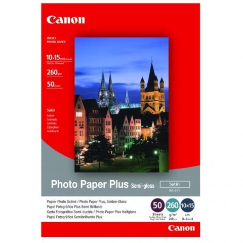 Canon Photo Paper Plus Semi-G, foto papier, półpołysk, satynowy, biały, 10x15cm, 4x6", 270 g/m2, 50 szt., SG-201S, atrament