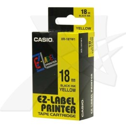 Casio oryginalny taśma do drukarek etykiet, Casio, XR-18YW1, czarny druk/żółty podkład, nielaminowany, 8m, 18mm