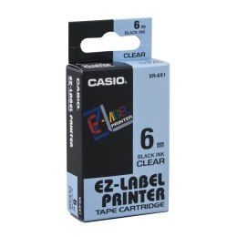 Casio oryginalny taśma do drukarek etykiet, Casio, XR-6X1, czarny druk/przezroczysty podkład, 6mm