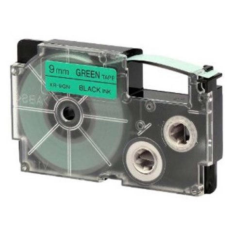 Casio oryginalny taśma do drukarek etykiet, Casio, XR-9GN1, czarny druk/zielony podkład, nielaminowany, 8m, 9mm