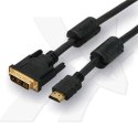 Kabel DVI (18+1) M- HDMI M, 10m, pozłacane końcówki, czarna