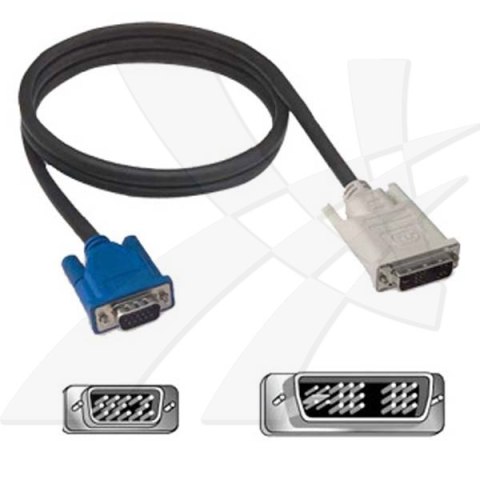 Kabel DVI (18+5) M- VGA (D-sub) M, 2m, czarna