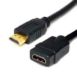 Kabel HDMI M- HDMI F, 1m, pozłacane końcówki, czarna