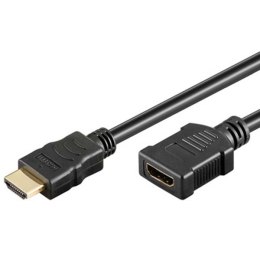 Kabel HDMI M- HDMI F, 2m, pozłacane końcówki, czarna
