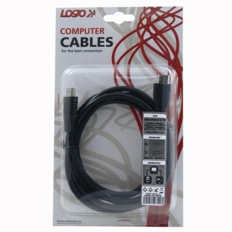 Kabel HDMI M- HDMI M, High Speed, 2m, czarna, Logo, blistr