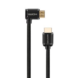 Kabel HDMI M- HDMI M, zahnutý konektor, 3m, pozłacane końcówki, czarna, Promate