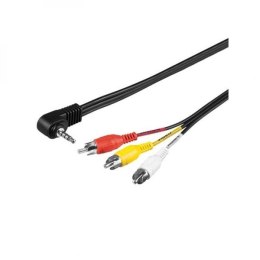 Kabel Jack (3,5mm) M- Cinch 3x M, 1.5m, 4-pinowe gniazdo, czarna, Logo, blistr