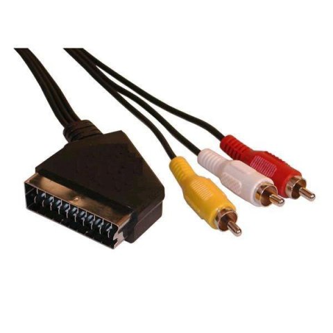 Kabel SCART M- Cinch 3x M, SCART-CINCH, 3m, czarna