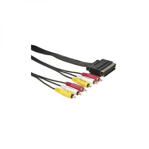 Kabel Scart M- Cinch 6x M, 3m, czarna, Logo, blistr